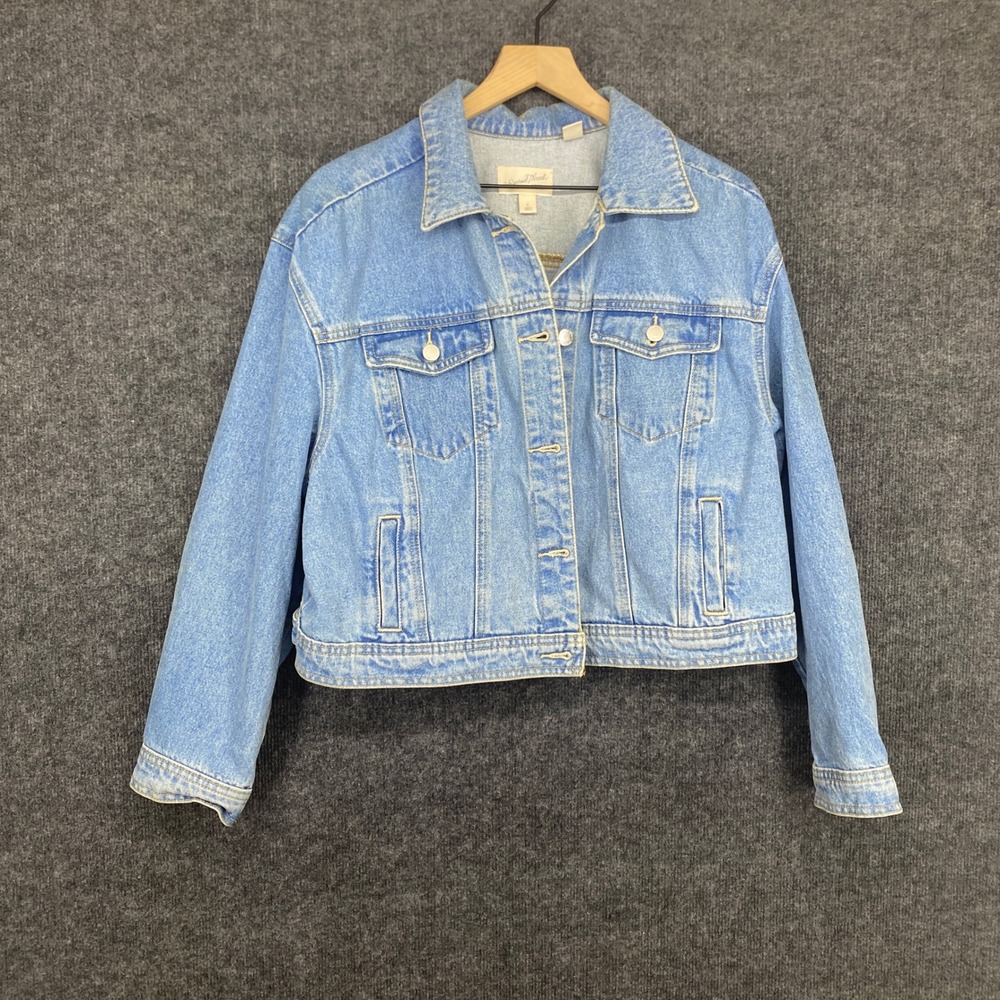 Universal Thread Womens Light Wash Cropped Denim Trucker Jacket XL Blue